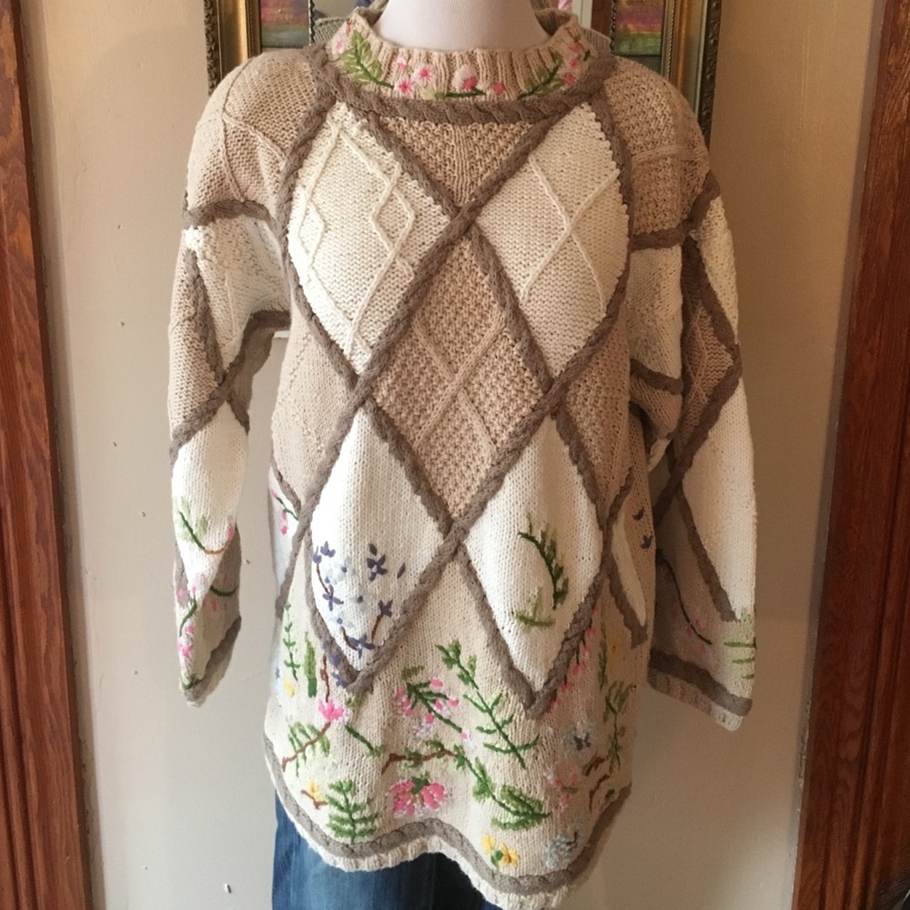 Diamond Patterned Cowl Neck Sweater